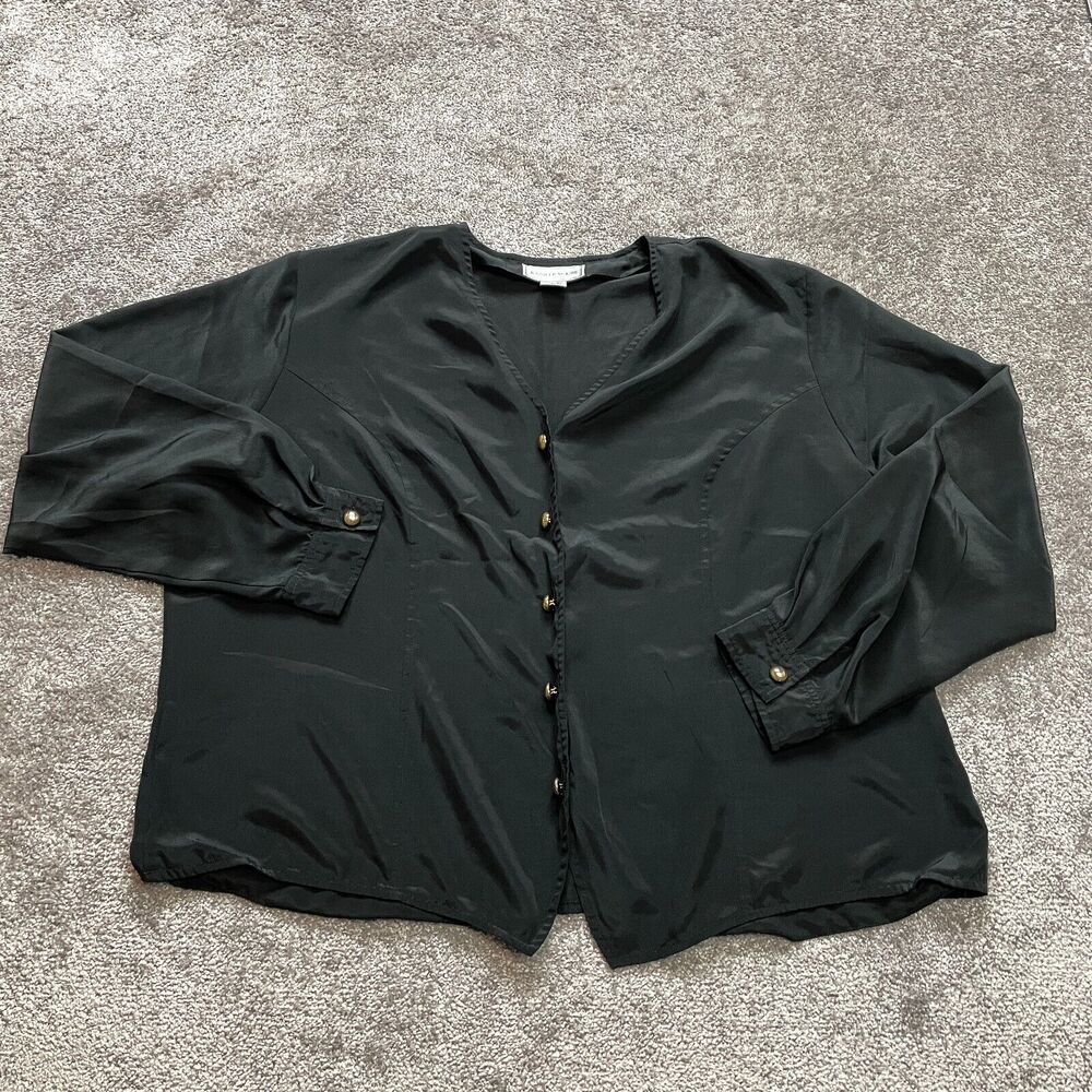 Jennifer Moore Blouse Button Up Shirt Womens 22W / 42 Black Long sleeve Top